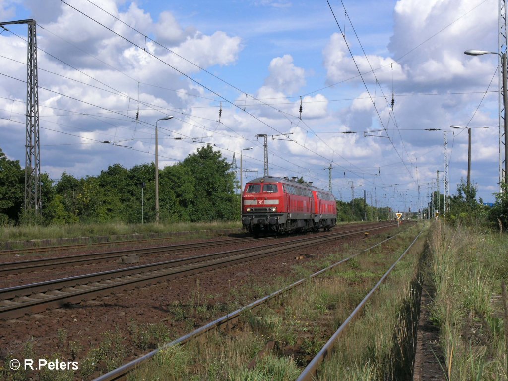 218 835-7 + 836 durchfahren Saarmund als lokzug. 17.08.08