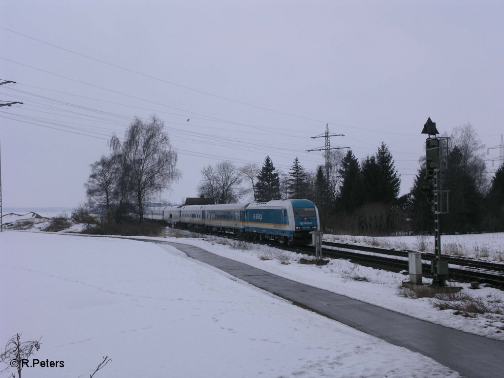 223 064 fhrt in Buchloe mit dem ALX38707+39957 Mnchen ein. 27.02.09
