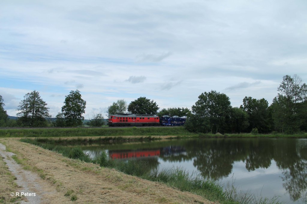 232 384 mit ein verspteten Umleitergterzug aus CZ bei Wiesau. 16.06.13