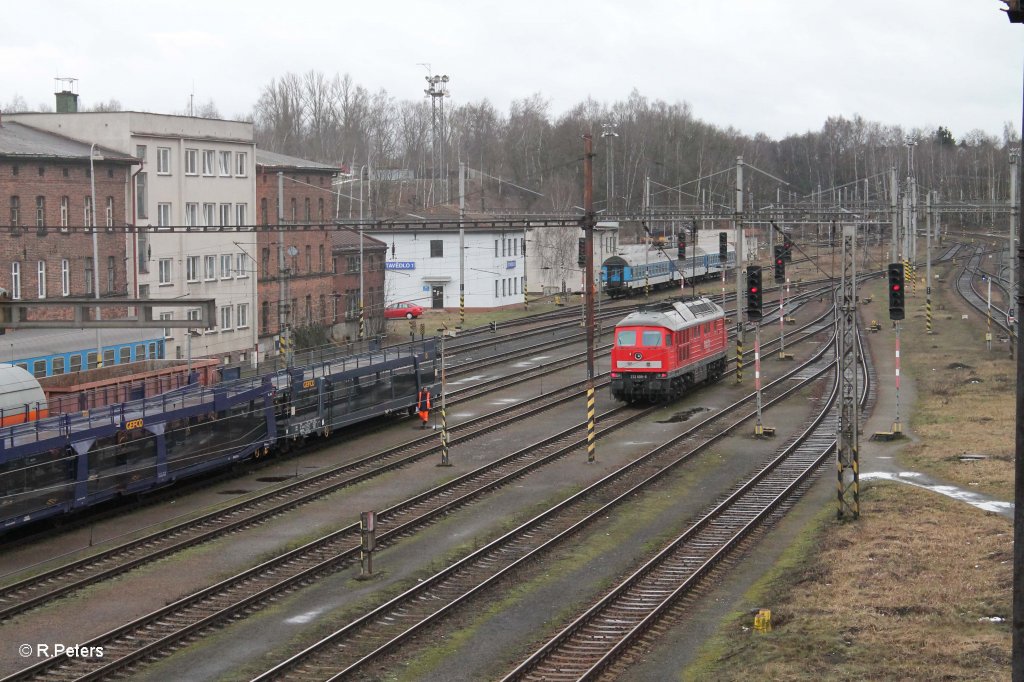 232 509-8 wartet auf die Ausfahrt nach Deutschland in Cheb. 05.02.13