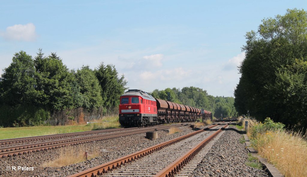 232 527-2 mit dem 62817 Schotterzug Pechbrunn - Augsburg bei Schnfeld. 01.08.13