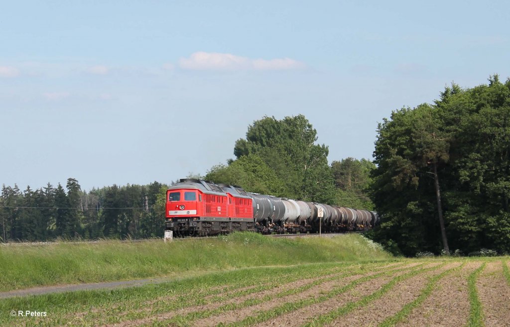 232 609-8 + 232 262-6 mit Kesselzug bei Oberteich. 13.06.13