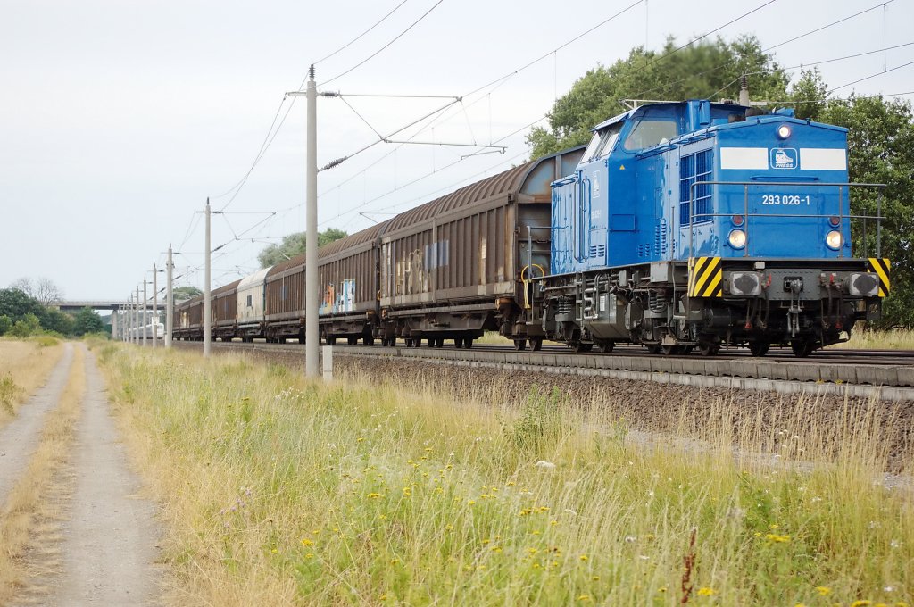 293 026-1 von der PRESS (202 746-4) mit einem GZ zwischen Growudicke und Rathenow in Richtung Stendal. 23.07.2010