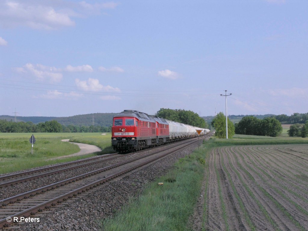 318 und 315 mit Zementzug bei Zeitlarn. 29.05.10