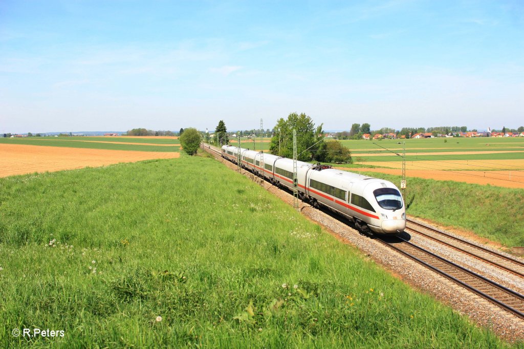 411 060-7  Markt Holzkirchen  als ICE23 Dortmund - Wien bei Taimering. 07.05.11