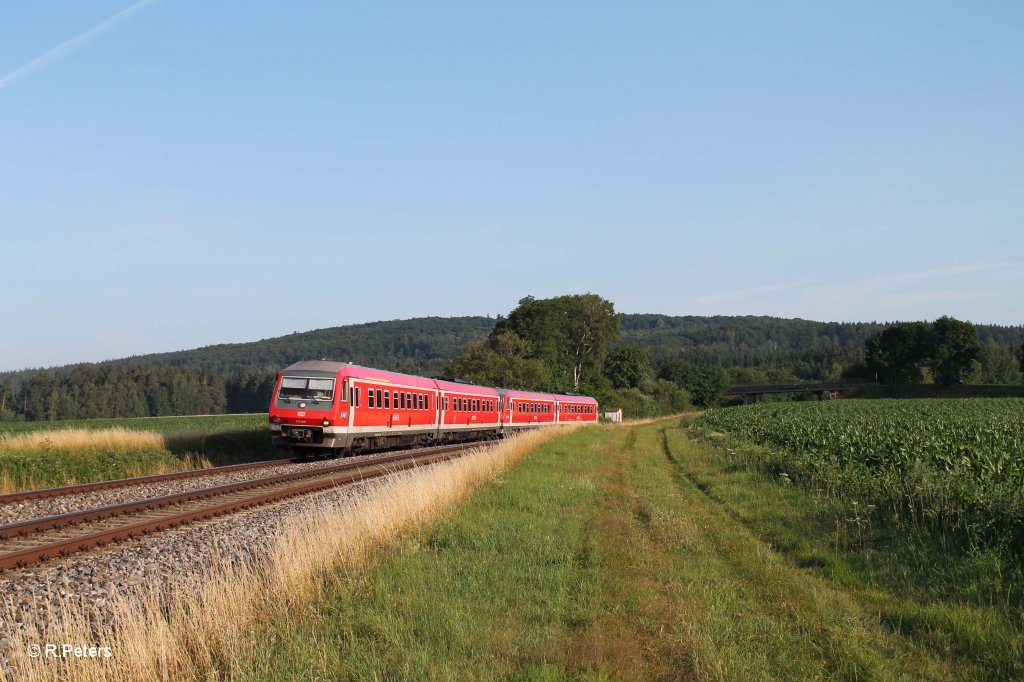 610 509 + 005 als RE 3693 Hof - Regensburg bei Oberteich. 17.07.13