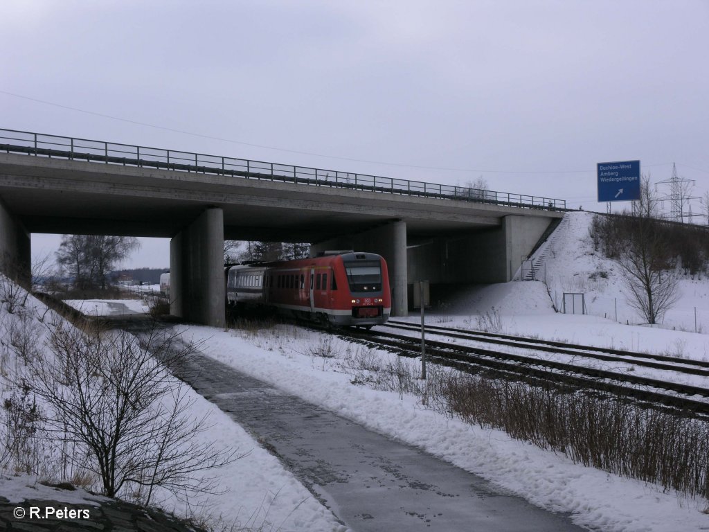 612 074-5 fhrt mit RE32733 Mnchen HBF in Buchloe ein. 25.02.09
