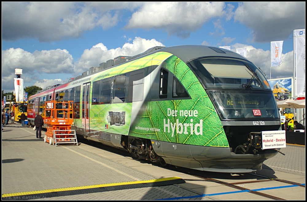 Auf der Westfrankenbahn soll der Hybrid-Erprobungstrger VT 642 129 zum Einsatz kommen. Vorgestellt wurde er auf der InnoTrans 2012 in Berlin