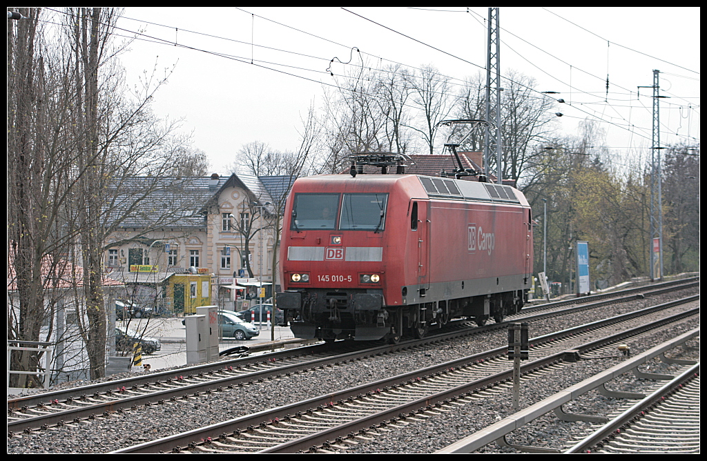 DB Schenker 145 010-5 solo in Berlin Karow, 13.04.2010