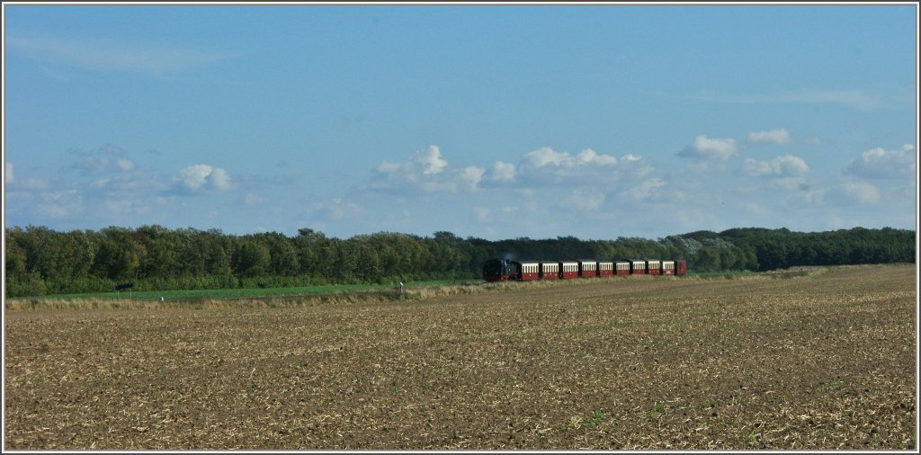 Die Mollibahn auf der Fahrt nach Bad Doberan.
(20.09.2012)