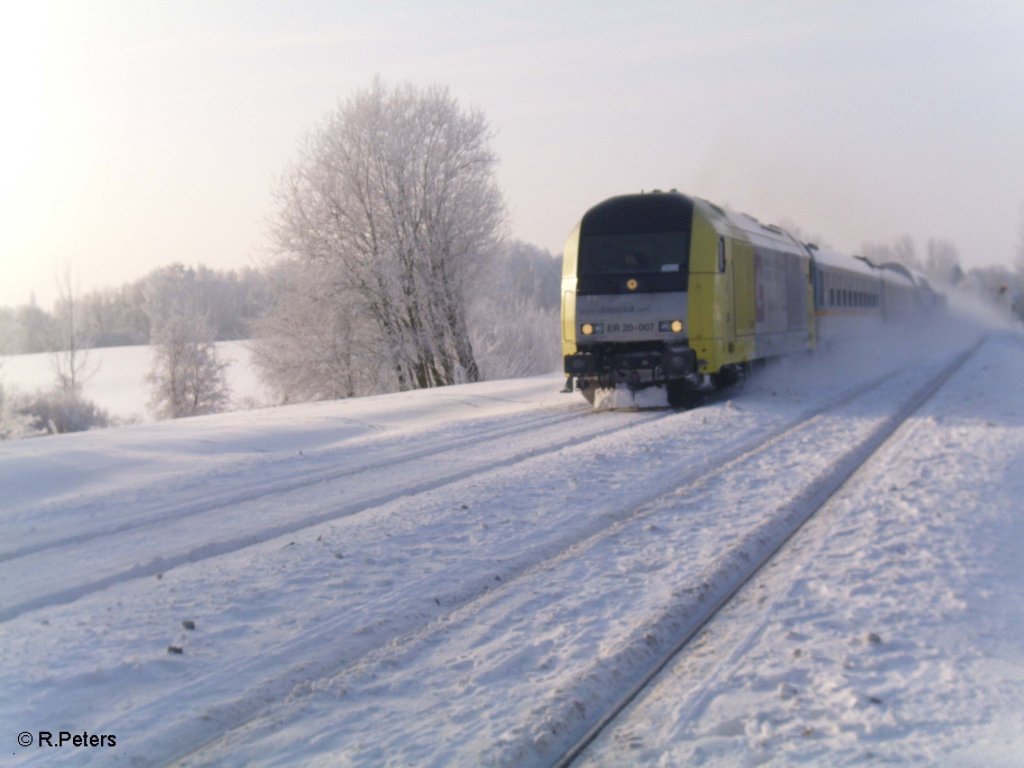 ER20 007  Stahl Thringen  am ALX 84102 nach Hof mit 36min versptung bei Schnfeld. 29.12.10