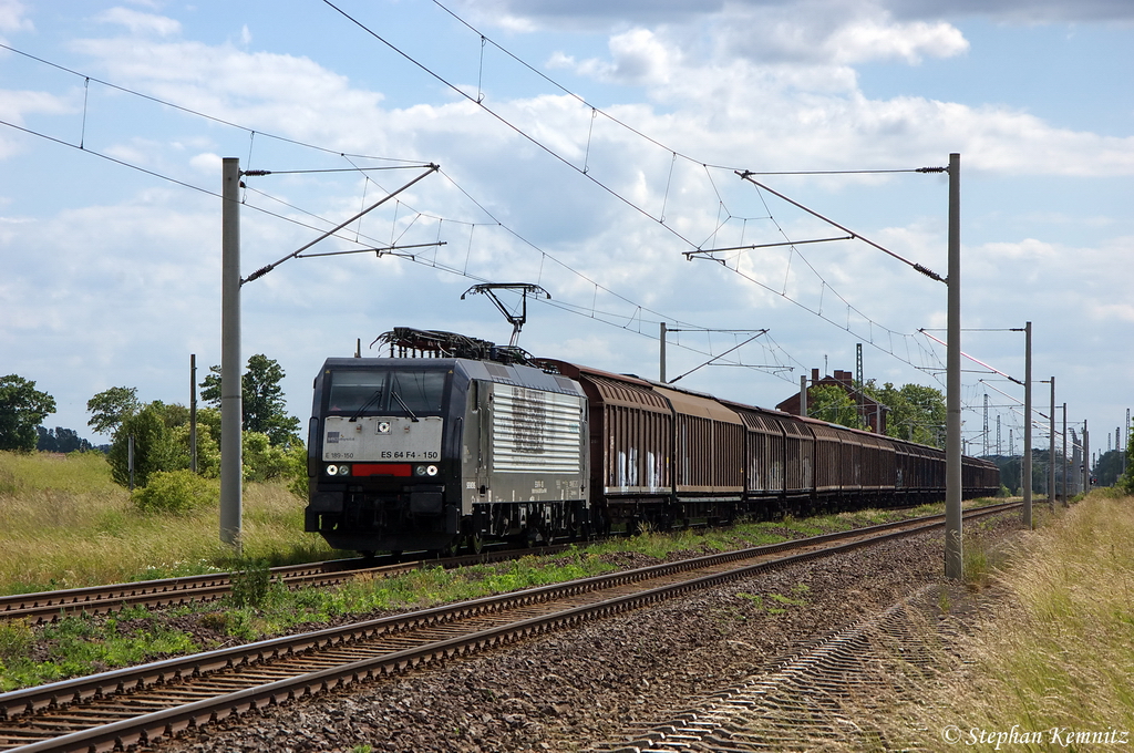 ES 64 F4 - 150 (189 150-6) MRCE Dispolok GmbH fr TXL - TX Logistik AG mit einem Gterzug in Demker und fuhr in Richtung Stendal weiter. 09.06.2012