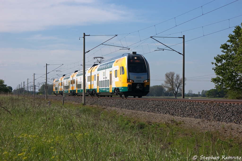ET 445.100 (445 100-1) ODEG - Ostdeutsche Eisenbahn GmbH als RE2 (RE 37376) von Wittenberge nach Cottbus in Vietznitz. 15.05.2013