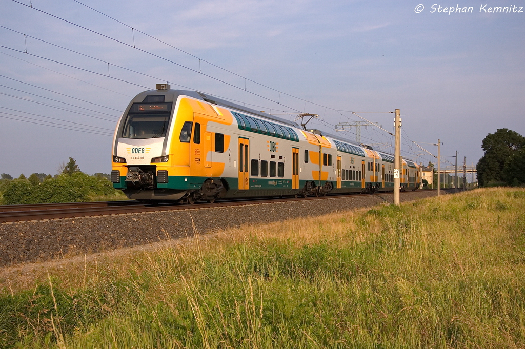 ET 445.108 (445 108-4) ODEG - Ostdeutsche Eisenbahn GmbH als RE2 (RE 37382) von Wismar nach Cottbus in Vietznitz. 02.07.2013