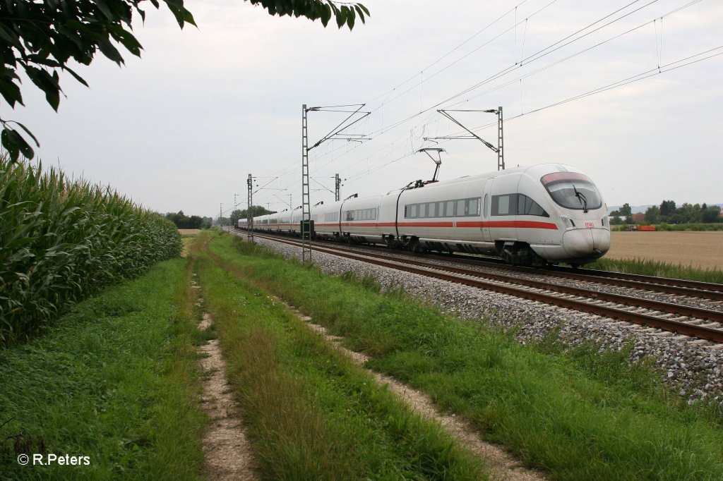 Nachschuss von 411 064-9 und 411 078-9  Ostseebad Warnemnde  als ICE 90 nach Hamburg bei Moosham. 03.08.11