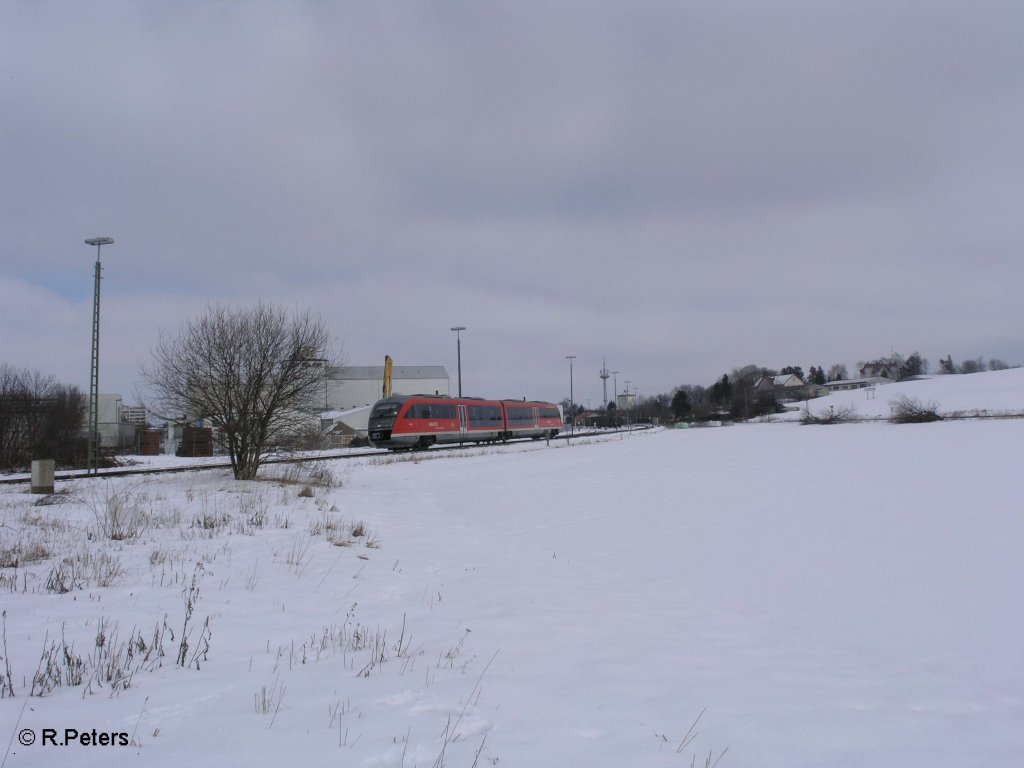 Nachschuss von dem in Buchloe einfahrenden Desiro. 25.02.09