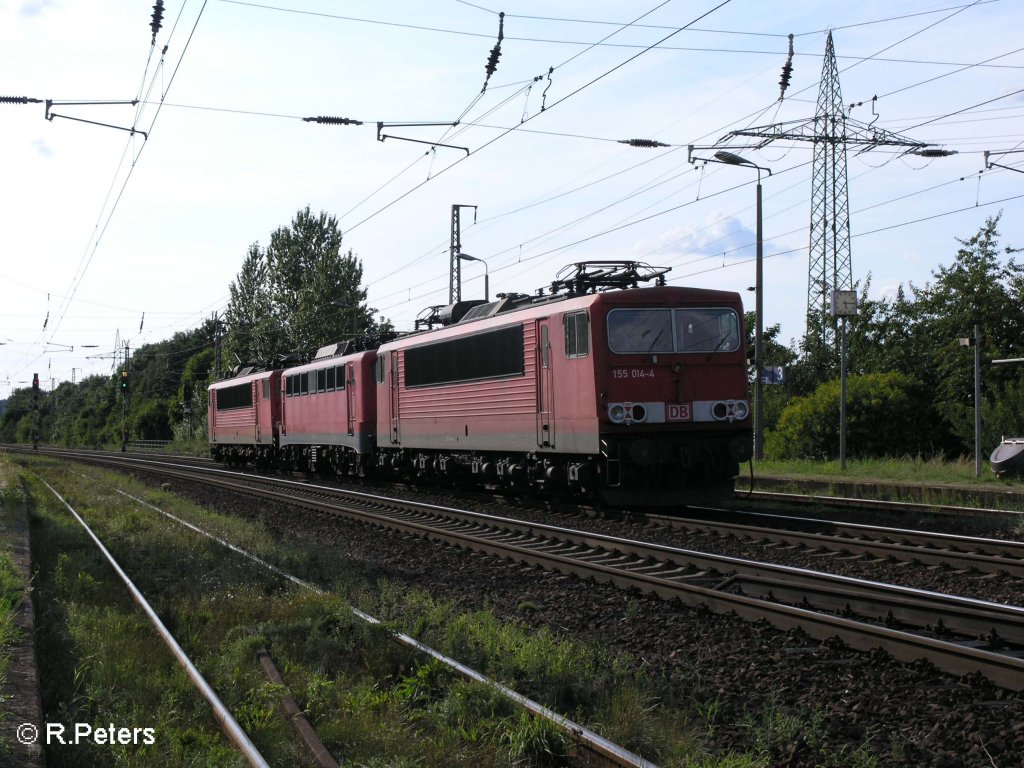 Nachschuss vom Lokzug und 155 014-4in Saarmund. 17.08.08