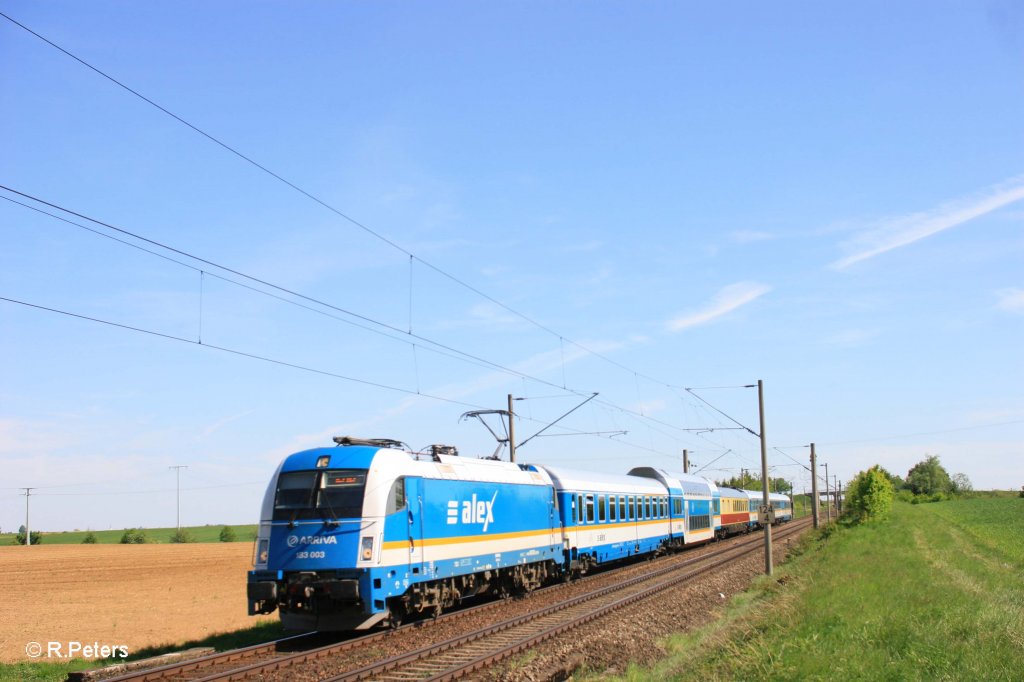 Notschuss von 183 003 mit einem Verstrkungs ALEX bei Altegolsheim. 07.05.11