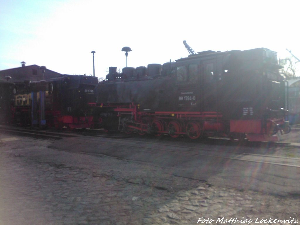 R�BB 99 1781 & 99 1784 im Kleinbahn BW Putbus am 21.4.13