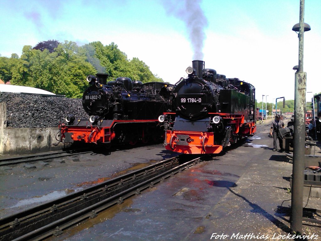R�BB 99 4802 & 99 1784 im Kleinbahn BW Putbus am 30.5.13
