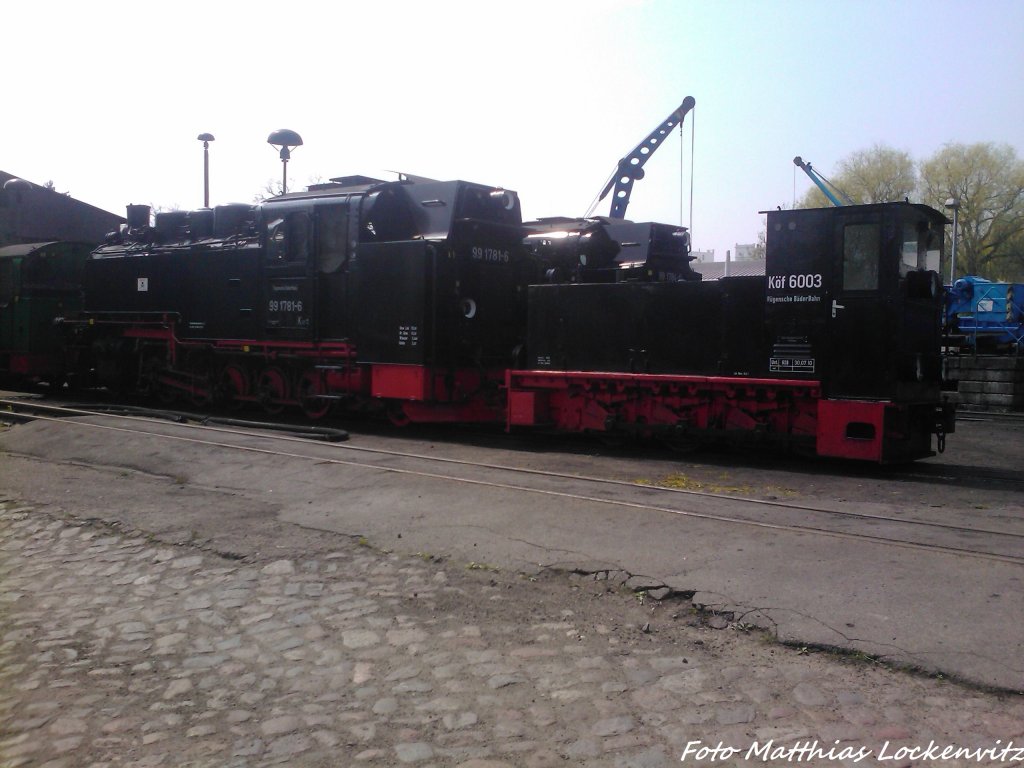 R�BB K�f 6003 & 99 1781 im Kleinbahn BW Putbus am 8.5.13