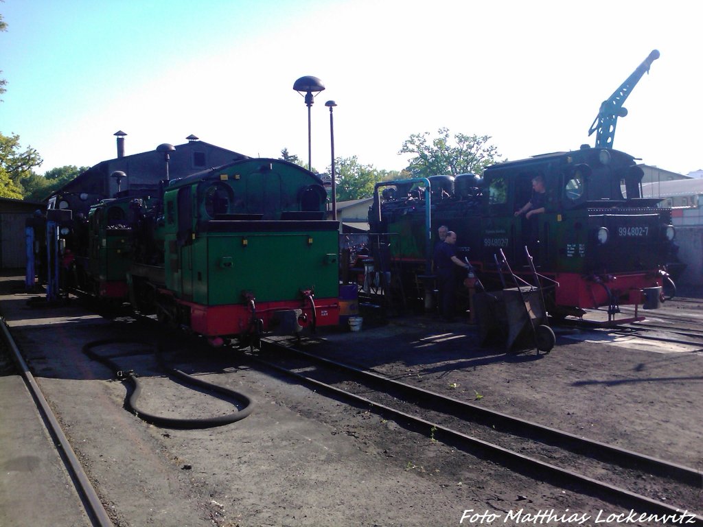 R�BB Mh 53 + 52 & 99 4802 im Kleinbahn BW Putbus am 7.6.13