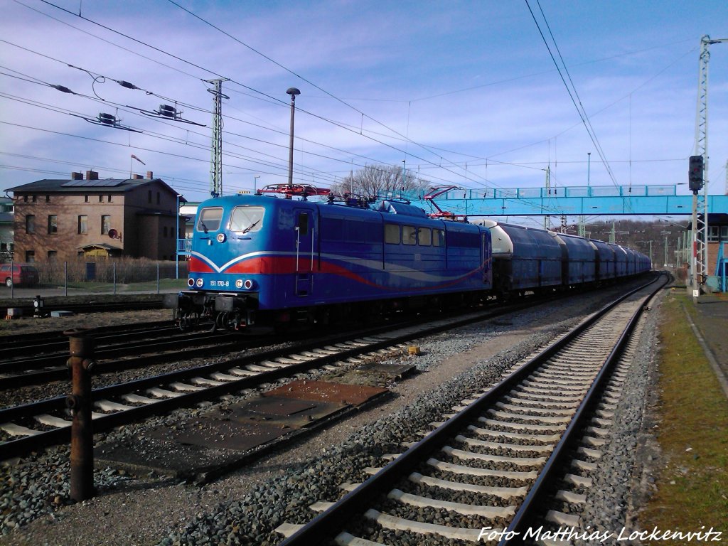 SRI 151 170 aus Lancken bei der Einfahrt in den Bahnhof Bergen auf R�gen am 19.4.13