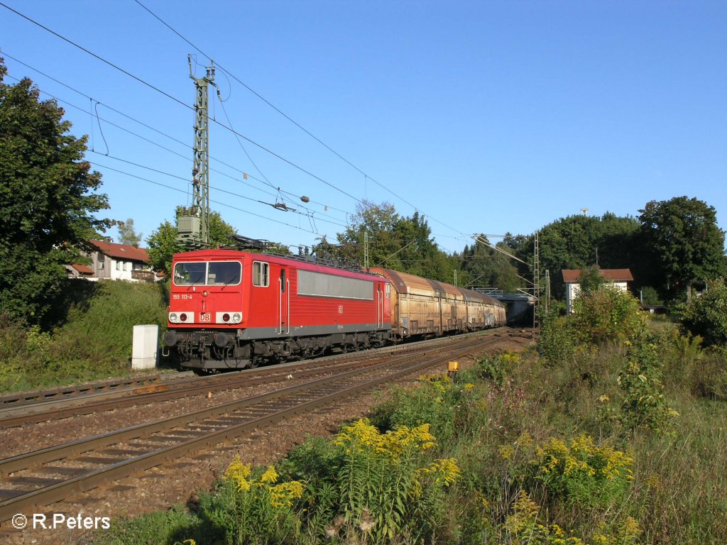 Und nochmal 155 113-4 die ein BMW-Autozug durch undorf in Richtung Nrnberg zieht. 09.09.08