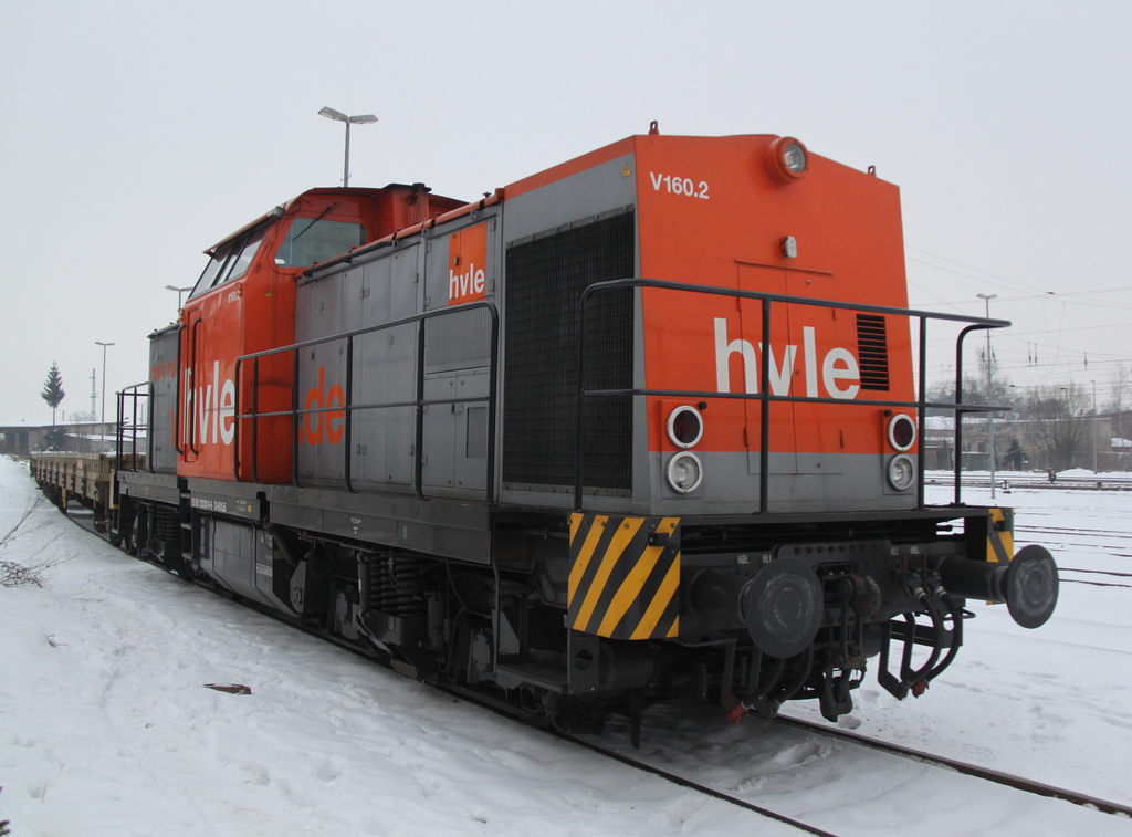 V160.2(203 014-6)hvle-Havellndische Eisenbahn AG abgestellt im Rostocker Hbf.14.12.2012