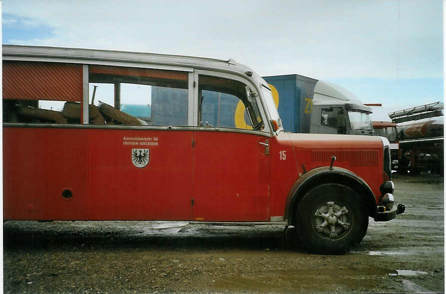 (083'016) - Fankhauser, Arzier - Nr. 15 - Saurer/Saurer (ex AFA Adelboden Nr. 15; ex P 23'052; ex P 2076) am 18. Februar 2006 in Leibstadt, Esmatrans (Teilaufnahme)