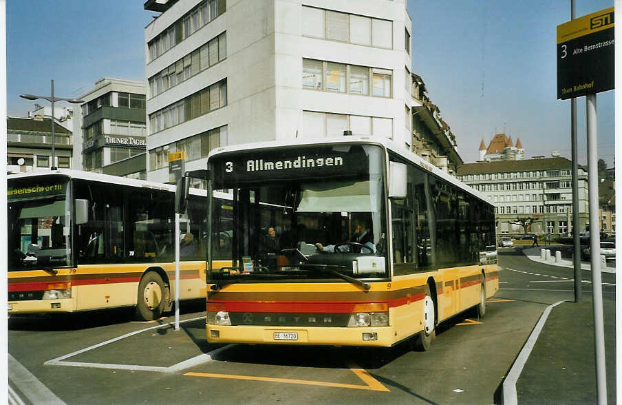 (084'024) - STI Thun - Nr. 9/BE 36'720 - Setra (ex AvH Heimenschwand Nr. 9) am 20. M�rz 2006 beim Bahnhof Thun