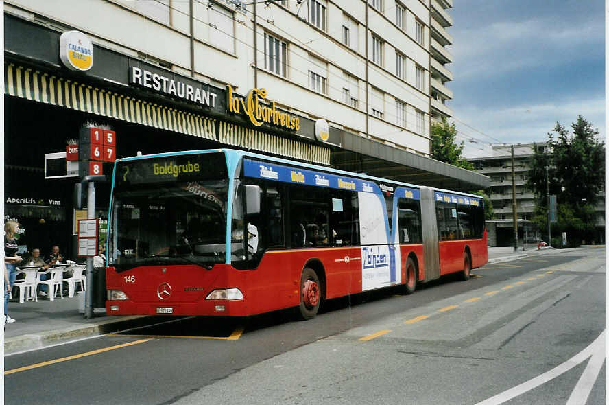 (089'103) - VB Biel - Nr. 146/BE 572'146 - Mercedes am 19. August 2006 beim Bahnhof Biel