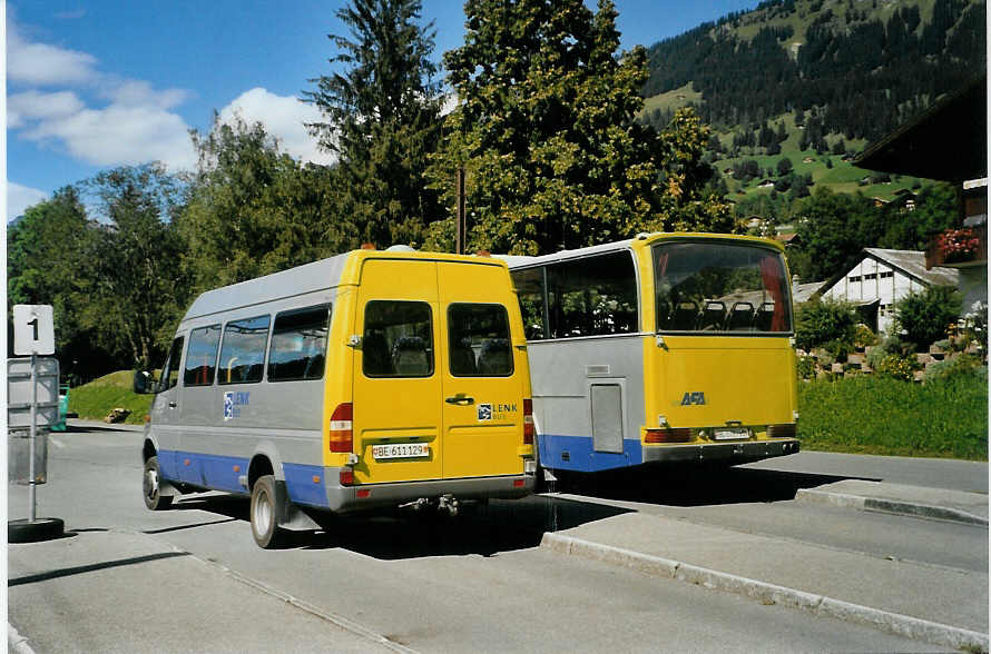(089'622) - AFA Adelboden - Nr. 52/BE 611'129 - Mercedes (ex ABW Walenstadt) am 3. September 2006 beim Bahnhof Lenk