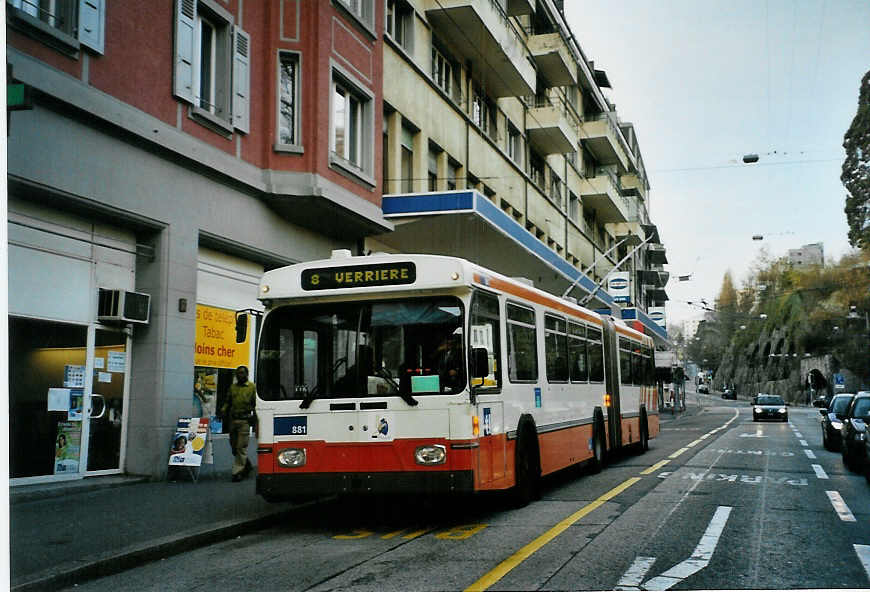 (093'002) - TL Lausanne - Nr. 881 - Saurer/Hess Gelenktrolleybus (ex TPG Gen�ve Nr. 661) am 17. M�rz 2007 in Lausanne, Tunnel