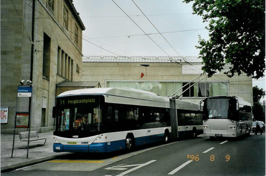 (094'719) - VBZ Zrich - Nr. 146 - Hess/Hess Gelenktrolleybus am 26. Mai 2007 in Zrich, Kunsthaus