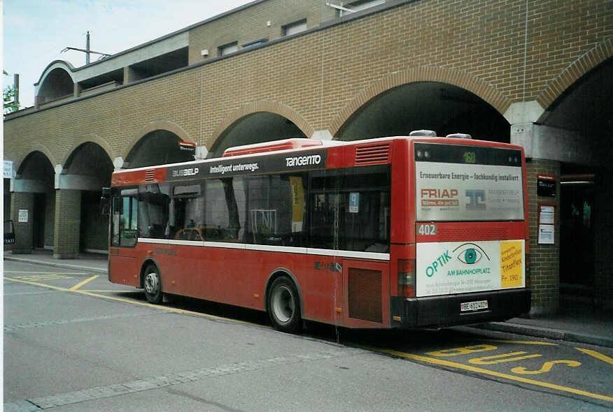 (096'331) - Bernmobil, Bern - Nr. 402/BE 612'402 - MAN/Gppel am 17. Juli 2007 beim Bahnhof Mnsingen