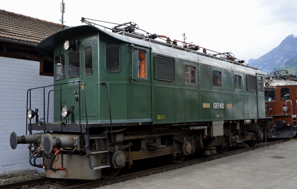 100 Jahre BLS: Be 4/4 der EBT, ausgestellt beim Jubilumsfest in Frutigen (28.06.2013).