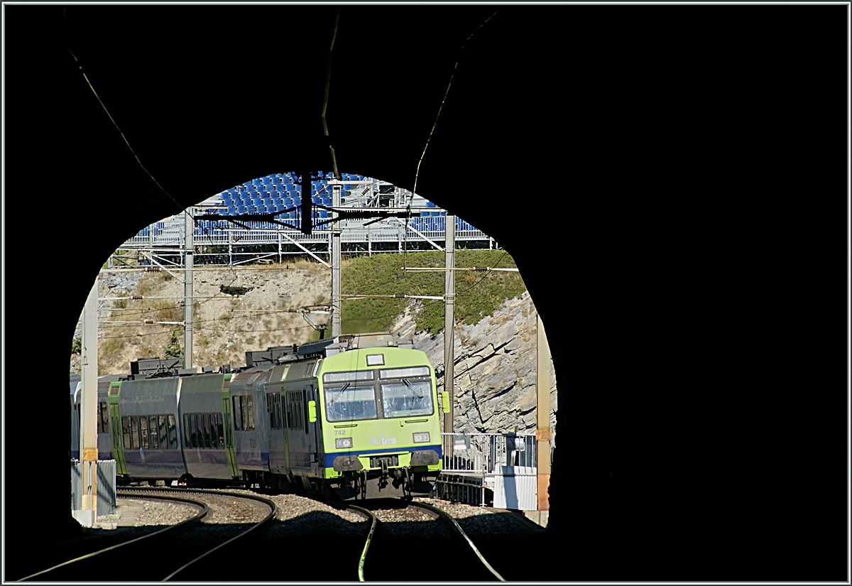100 Jahre BLS: Durchblick durch den Schlchi-Tunnel auf der BLS S�drampe.
7. Sept. 2013