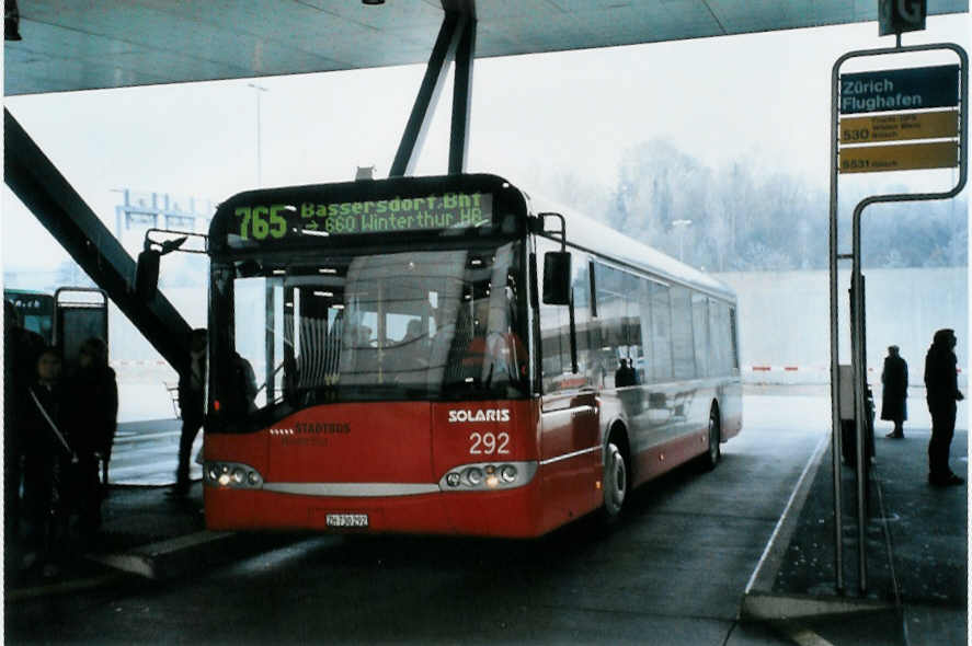 (102'225) - SW Winterthur - Nr. 292/ZH 730'292 - Solaris am 23. Dezember 2007 in Z�rich, Flughafen