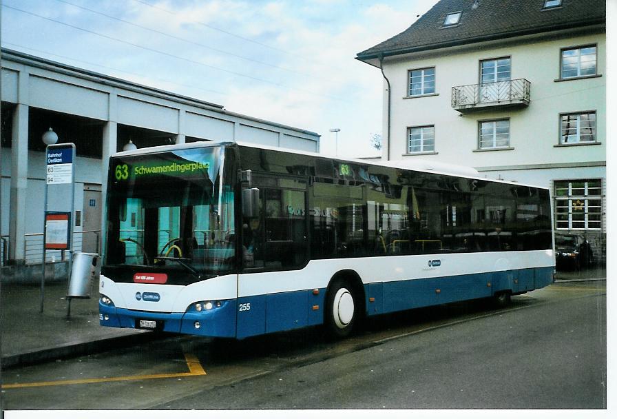 (103'435) - VBZ Z�rich - Nr. 255/ZH 726'255 - Neoplan am 7. Januar 2008 beim Bahnhof Z�rich-Oerlikon