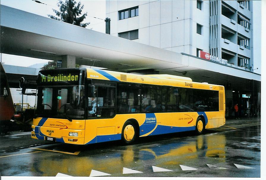 (103'515) - ASm Langenthal - Nr. 30/BE 545'549 - MAN am 12. Januar 2008 beim Bahnhof Langenthal