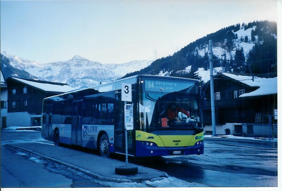 (103'703) - AFA Adelboden - Nr. 54/BE 611'056 - Neoplan (ex VBZ Z�rich Nr. 243) am 21. Januar 2008 beim Bahnhof Lenk