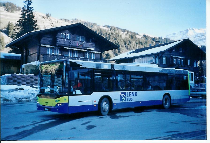 (103'710) - AFA Adelboden - Nr. 54/BE 611'056 - Neoplan (ex VBZ Z�rich Nr. 243) am 21. Januar 2008 beim Bahnhof Lenk