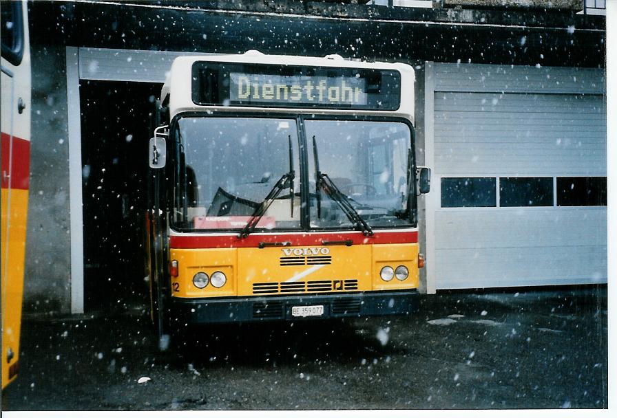 (103'827) - Lengacher, Mnsingen - Nr.  12 /BE 359'077 - Volvo/R&J (ex Steiner, Ortschwaben Nr. 12) am 2. Februar 2008 in Kirchdorf, Garage