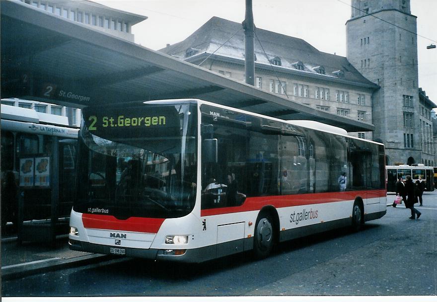 (104'014) - St. Gallerbus, St. Gallen - Nr. 260/SG 198'260 - MAN am 4. Februar 2008 beim Bahnhof St. Gallen