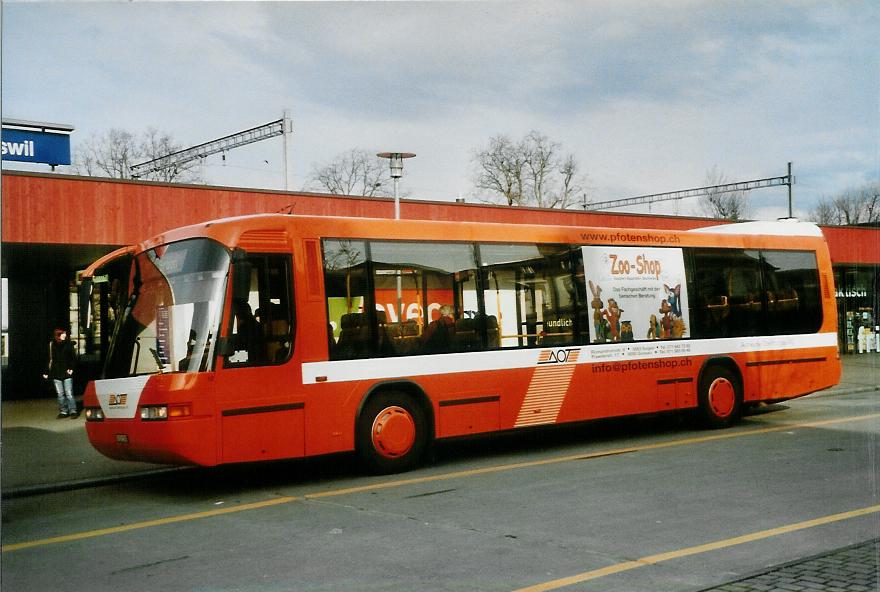 (104'112) - AOT Amriswil - Nr. 12/TG 121'300 - Neoplan (ex SBC Chur Nr. 20) am 4. Februar 2008 beim Bahnhof Amriswil