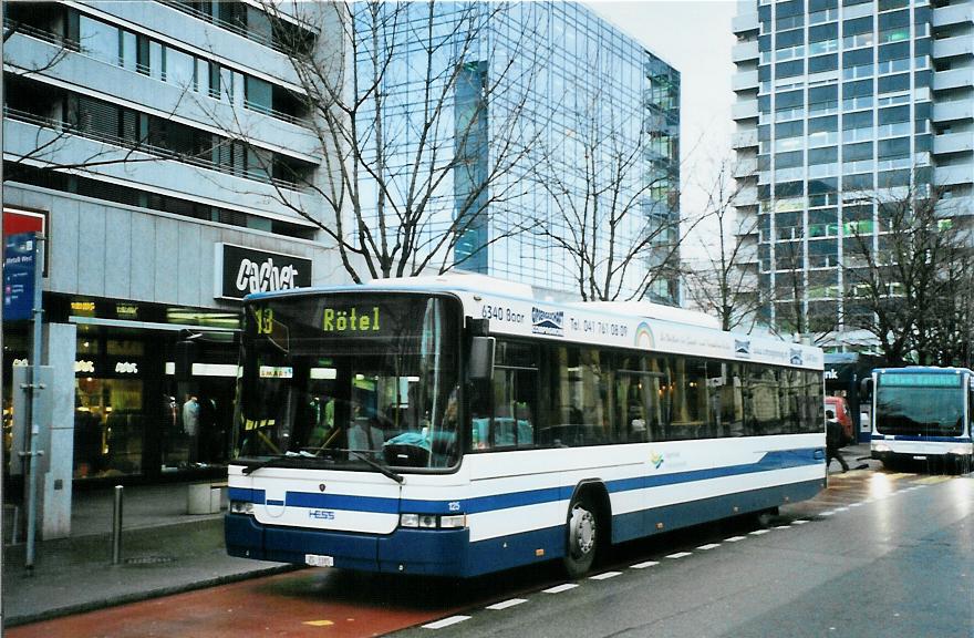 (105'332) - ZVB Zug - Nr. 125/ZG 3385 - Scania/Hess (ex Nr. 155) am 17. Mrz 2008 in Zug, Metalli