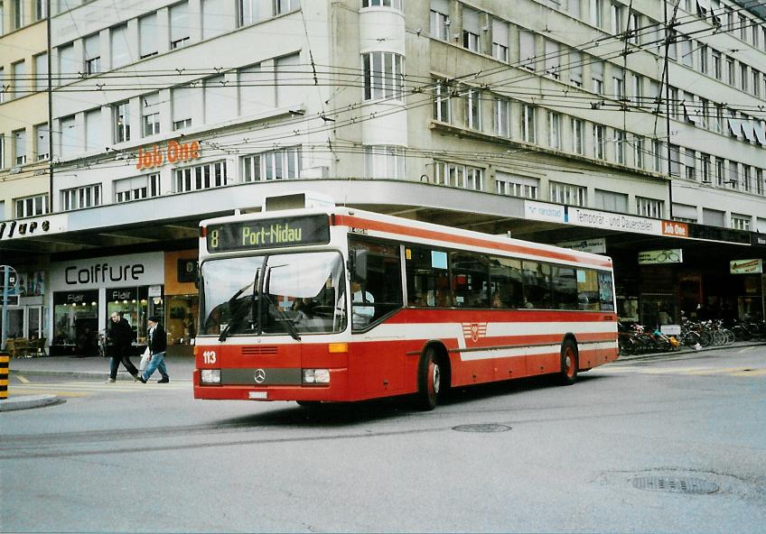 (106'501) - VB Biel - Nr. 113/BE 510'113 - Mercedes am 14. April 2008 beim Bahnhof Biel