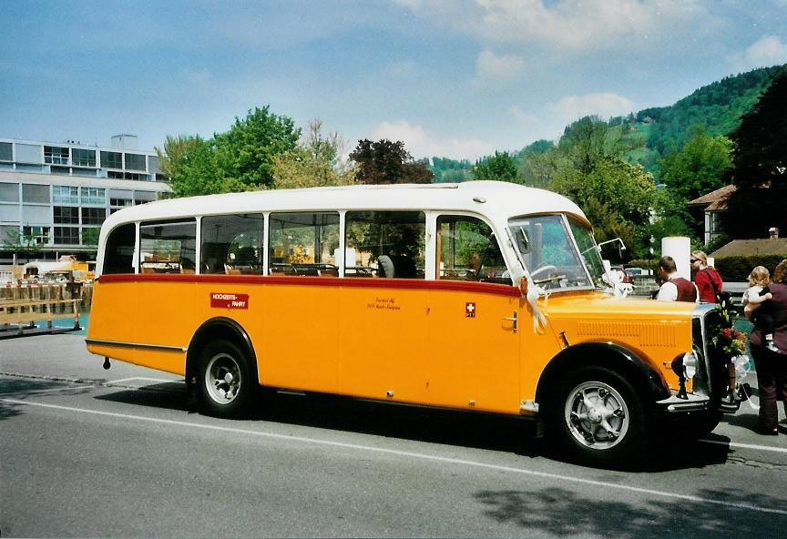 (106'917) - Trachsel, Hasle-Regsau - BE 26'811 - Saurer (ex Solr+Fontana, Ilanz) am 9. Mai 2008 bei der Schifflndte Thun