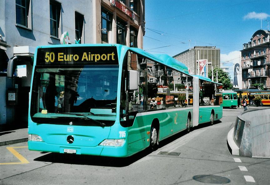 (108'934) - BVB Basel - Nr. 705/BS 6664 - Mercedes am 7. Juli 2008 beim Bahnhof Basel